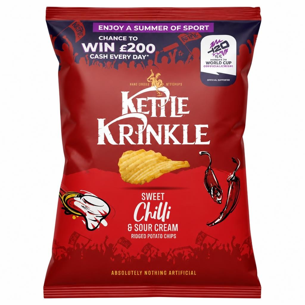Kettle Krinkle Sweet Chilli & Sour Cream Ridged Potato Chips 130g