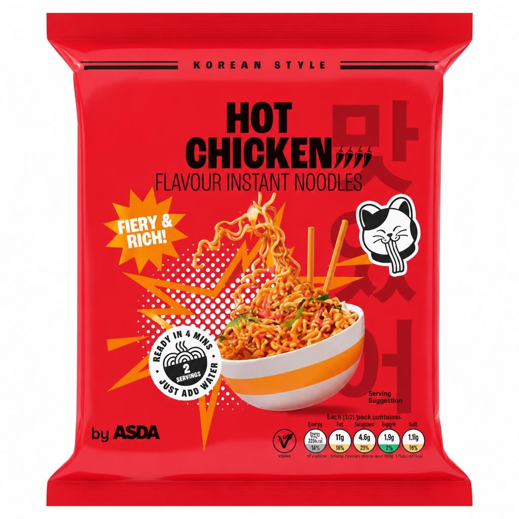 ASDA Hot Chicken Flavour Instant Noodles 100g