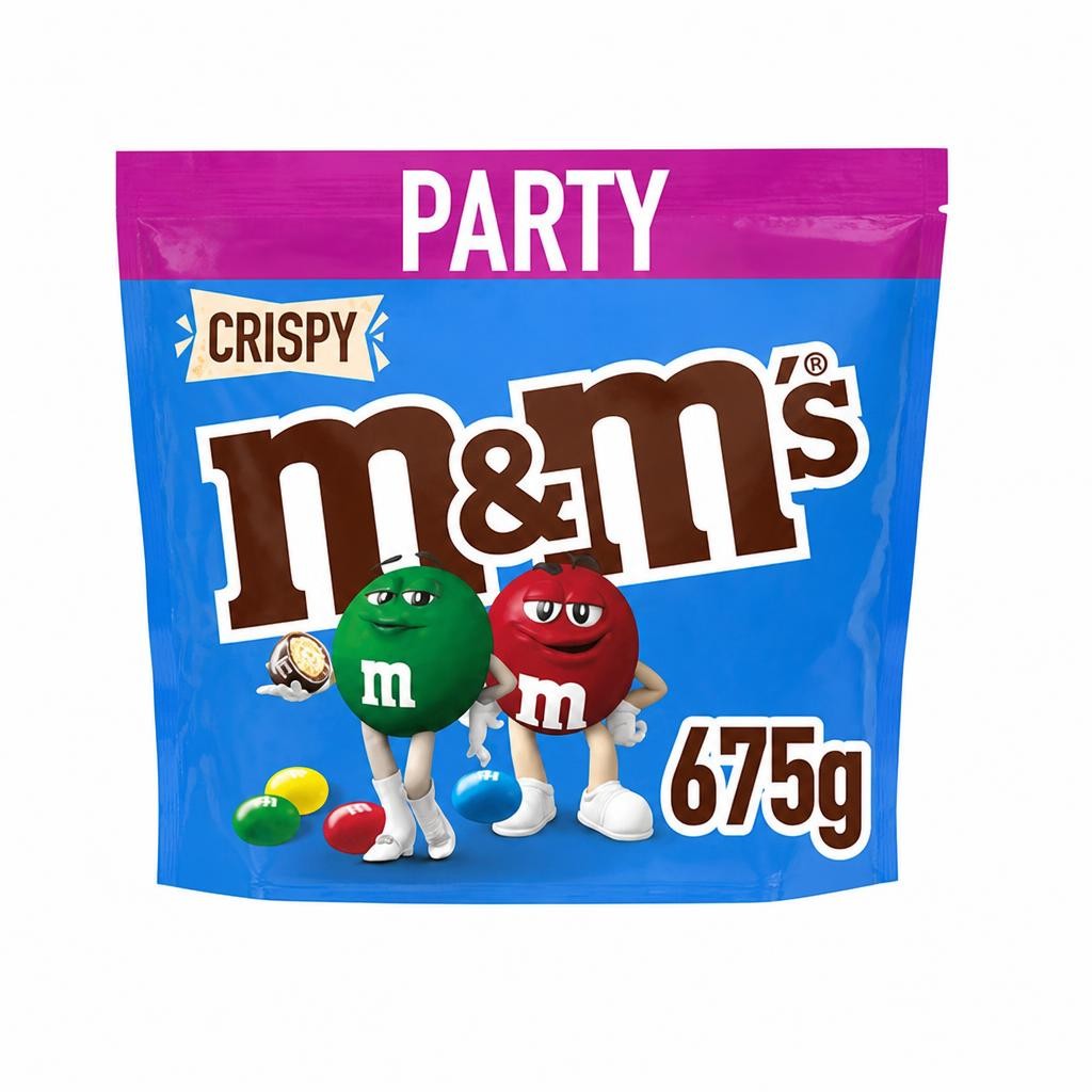 M&M's Crispy Milk Chocolate Party Mix Bulk Snack Bag 675g