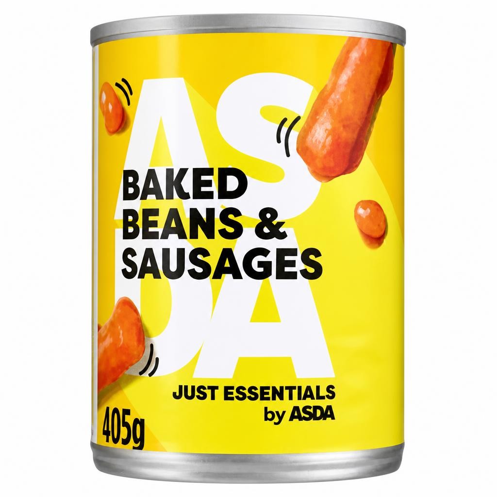 JUST ESSENTIALS by ASDA Smart Price Baked Beans & Sausages in Tomato Sauce 405g