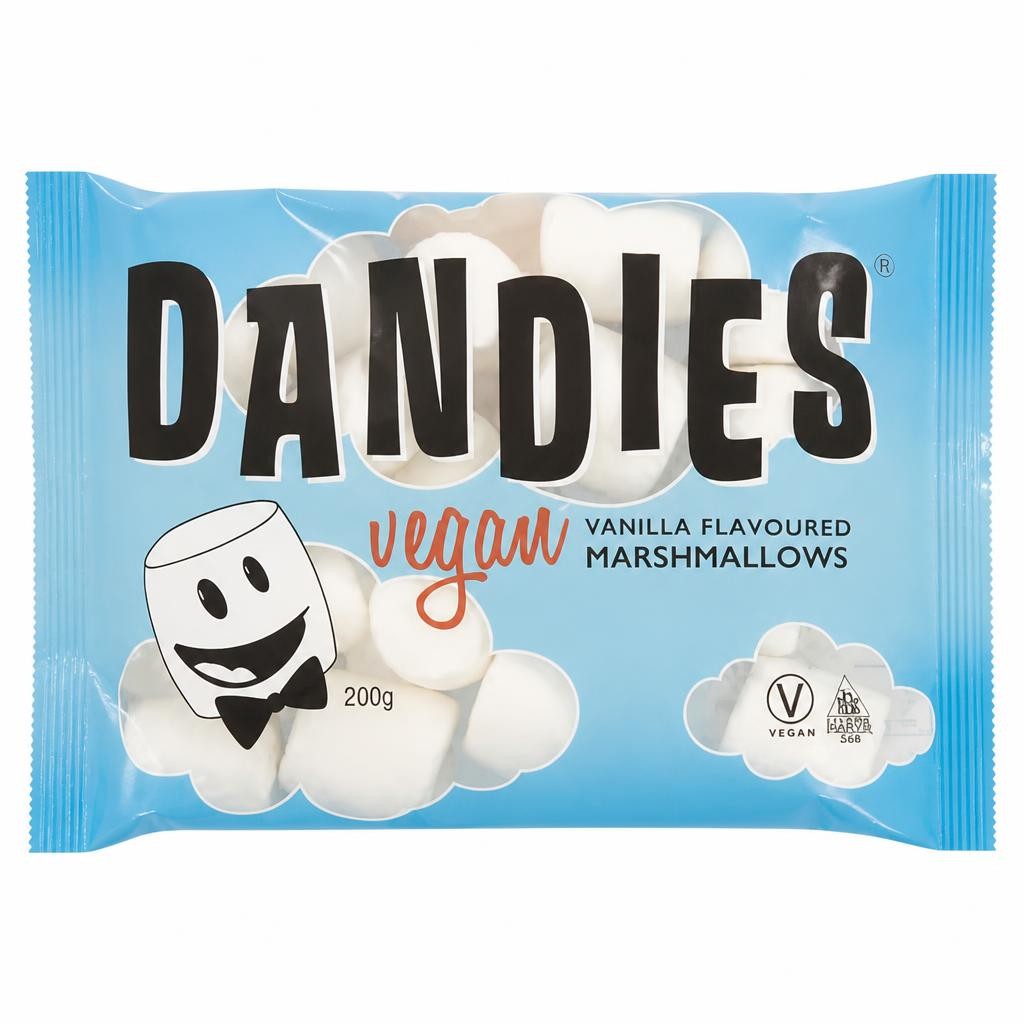 Dandies Vegan Vanilla Flavoured Marshmallows 200g