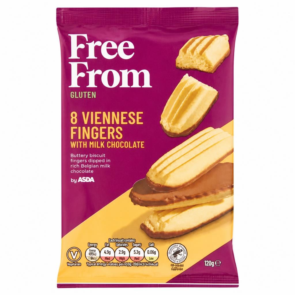 ASDA Free From Free From by  Viennese Fingers with Milk Chocolate 120g