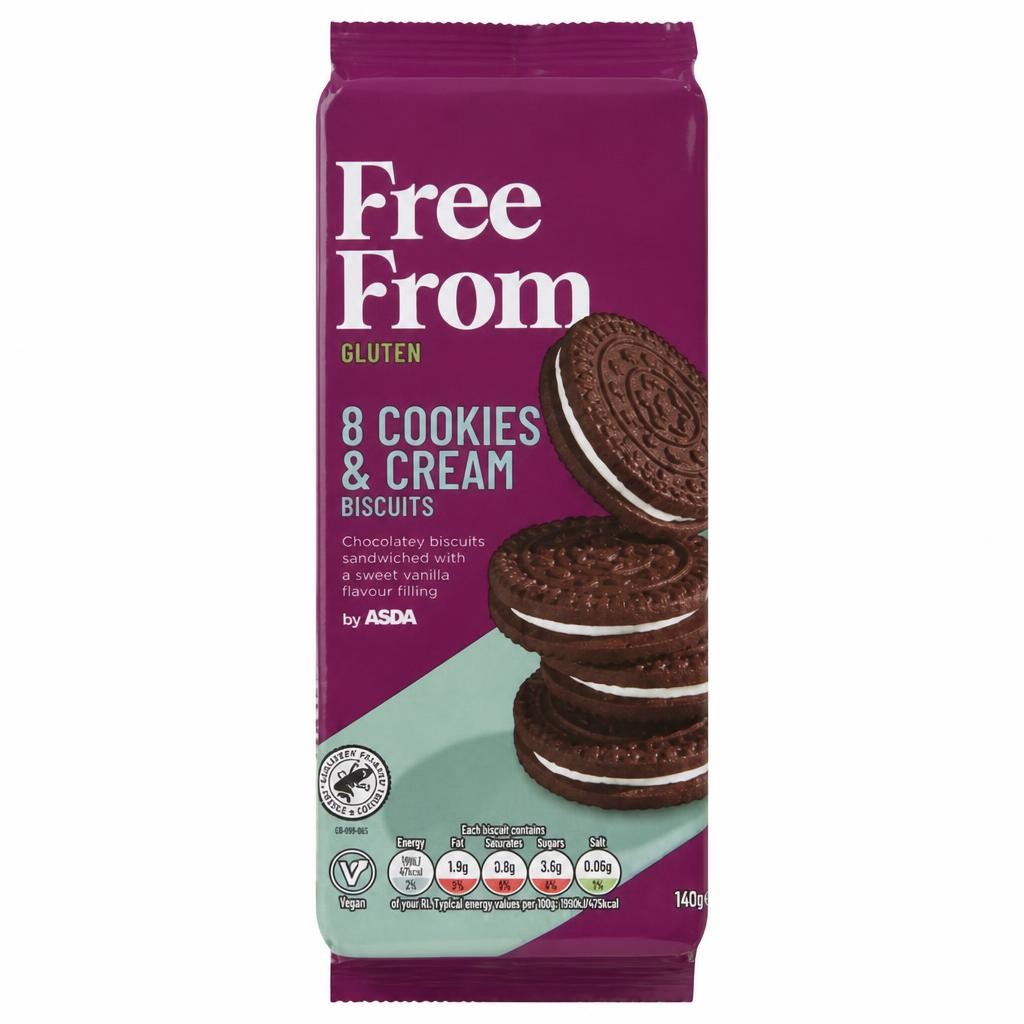ASDA Free From Free From by  8 Cookies & Cream Biscuits 142g
