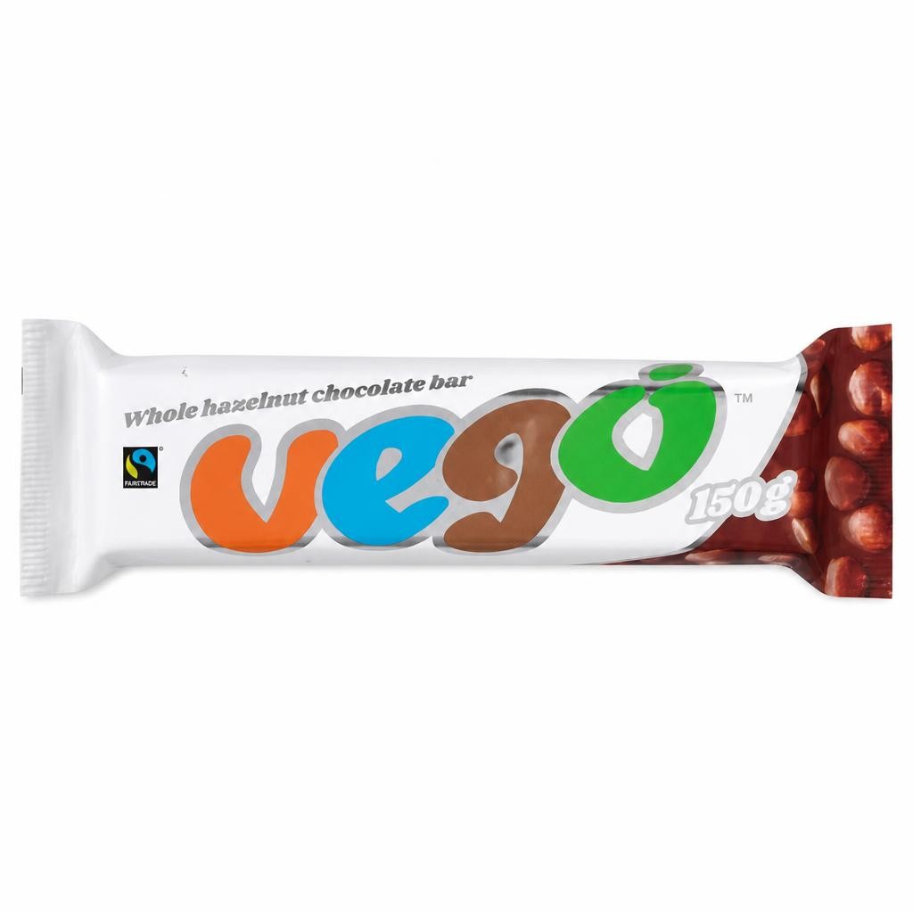Vego Vego Fairtrade Whole Hazelnut Chocolate Bar 150g