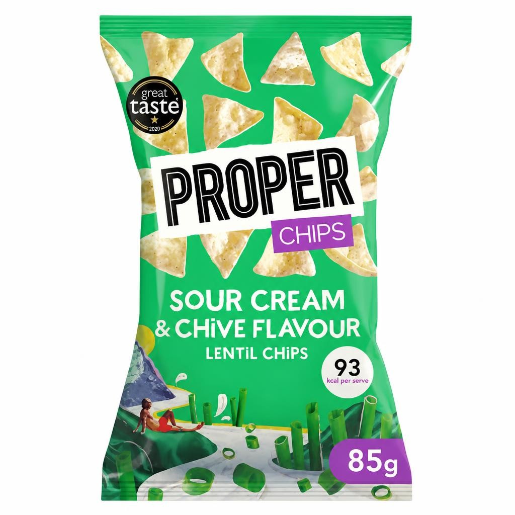 Properchips Sour Cream & Chive Flavour Lentil Chips 85g