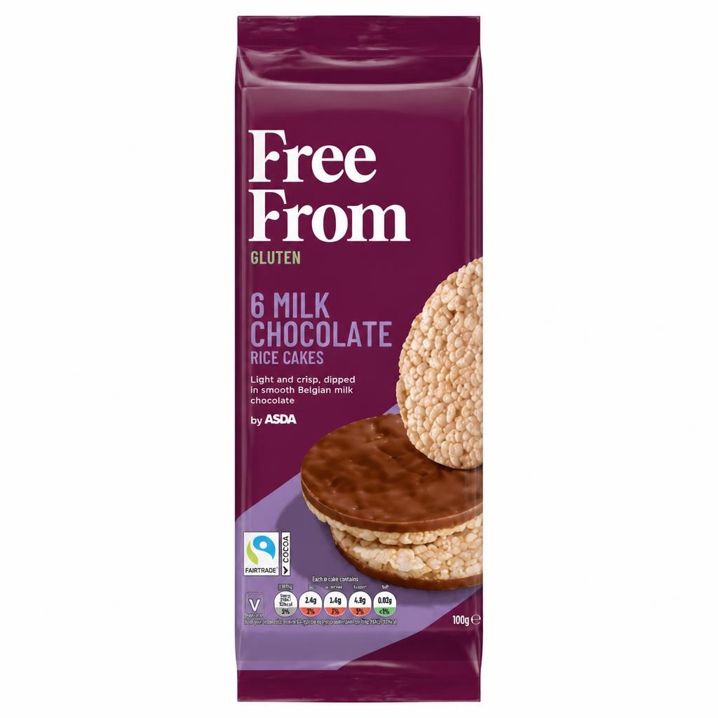 ASDA Free From Free From by  6 Milk Chocolate Rice Cakes 100g