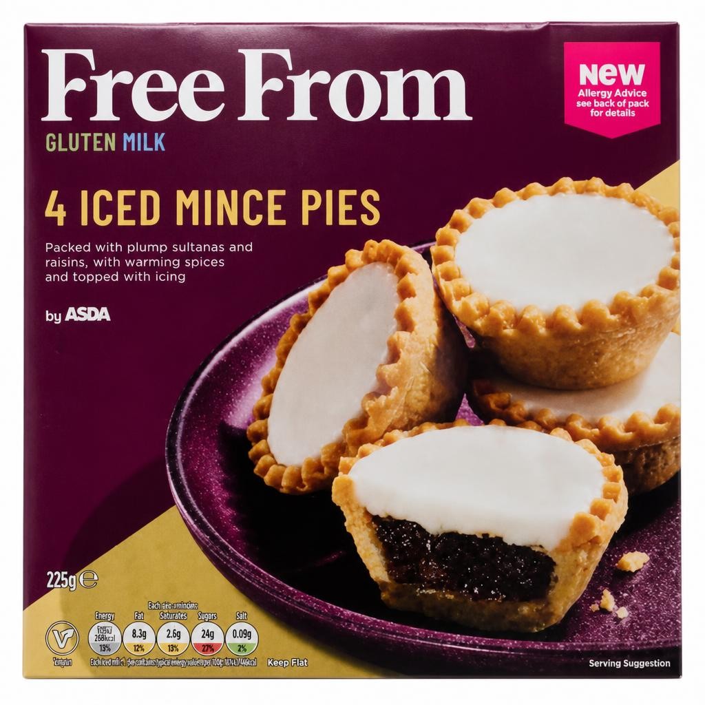 ASDA Free From 4 Iced Mince Pies 225g