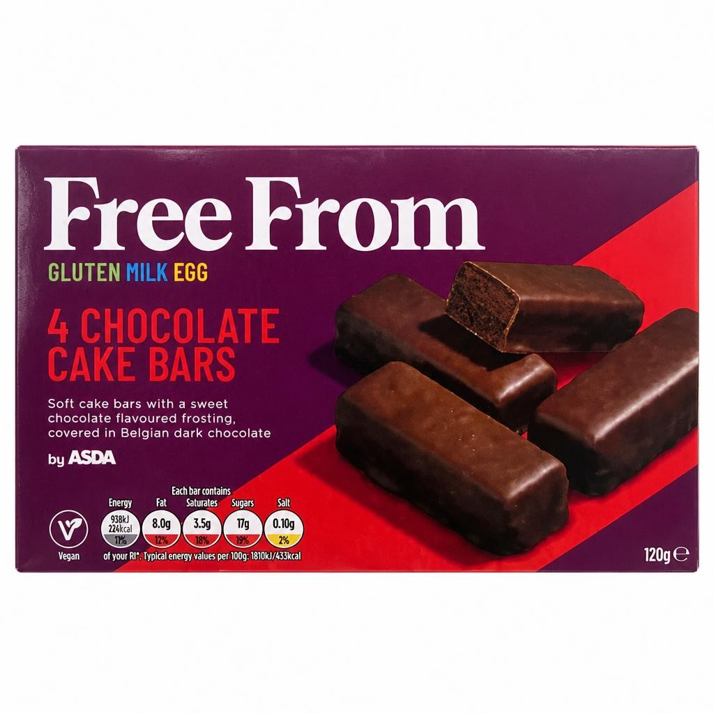 ASDA Free From Free From by  4 Chocolate Cake Bars 120g