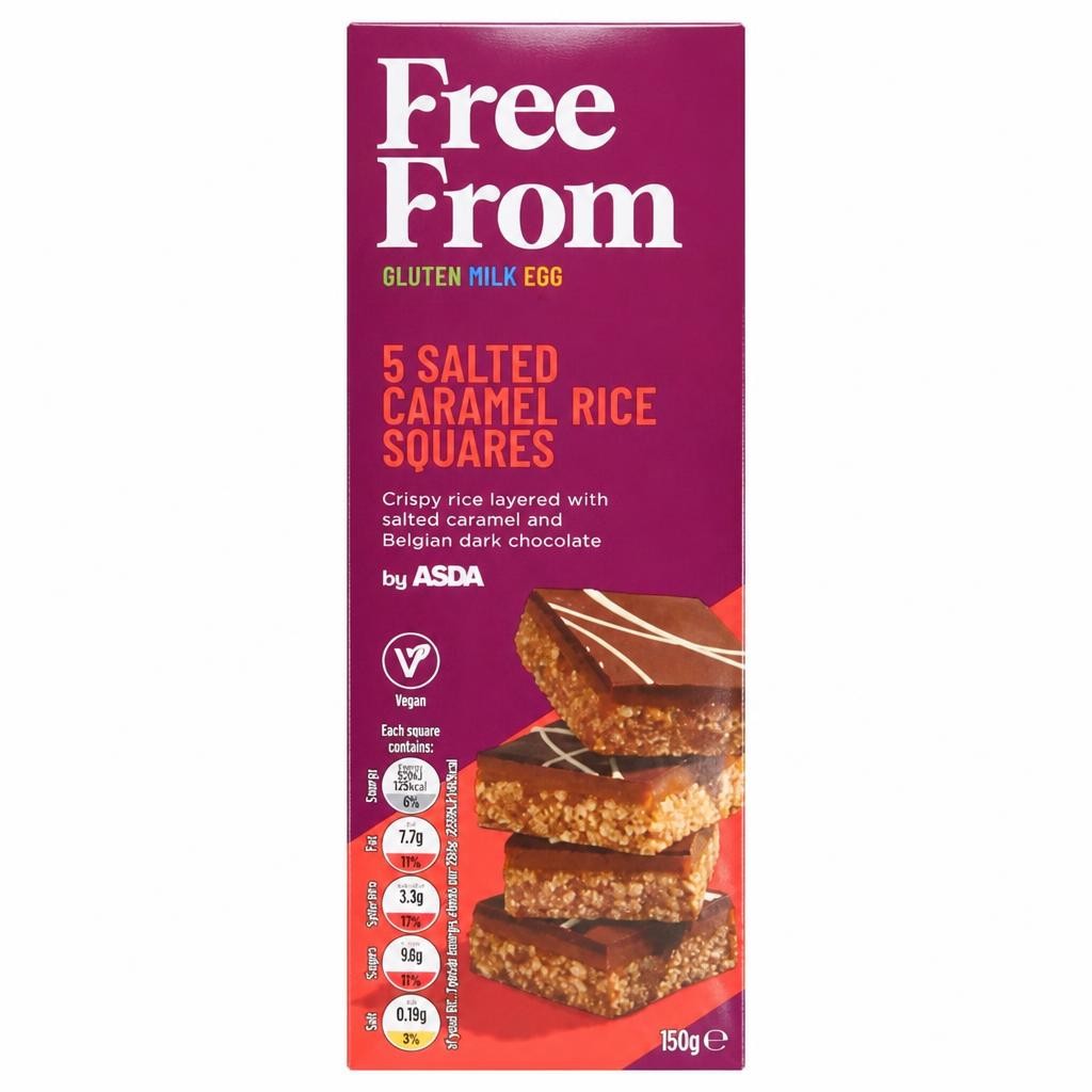 ASDA Free From Free From by  5 Salted Caramel Rice Squares 150g