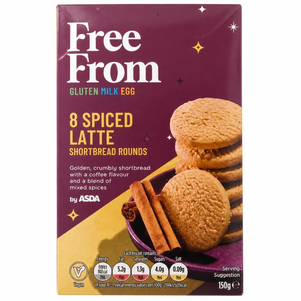 ASDA Free From 8 Spiced Latte Shortbread Rounds 150g