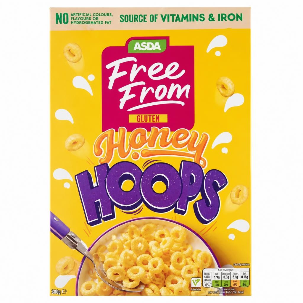 ASDA Free From Free From by  Honey Hoops 300g