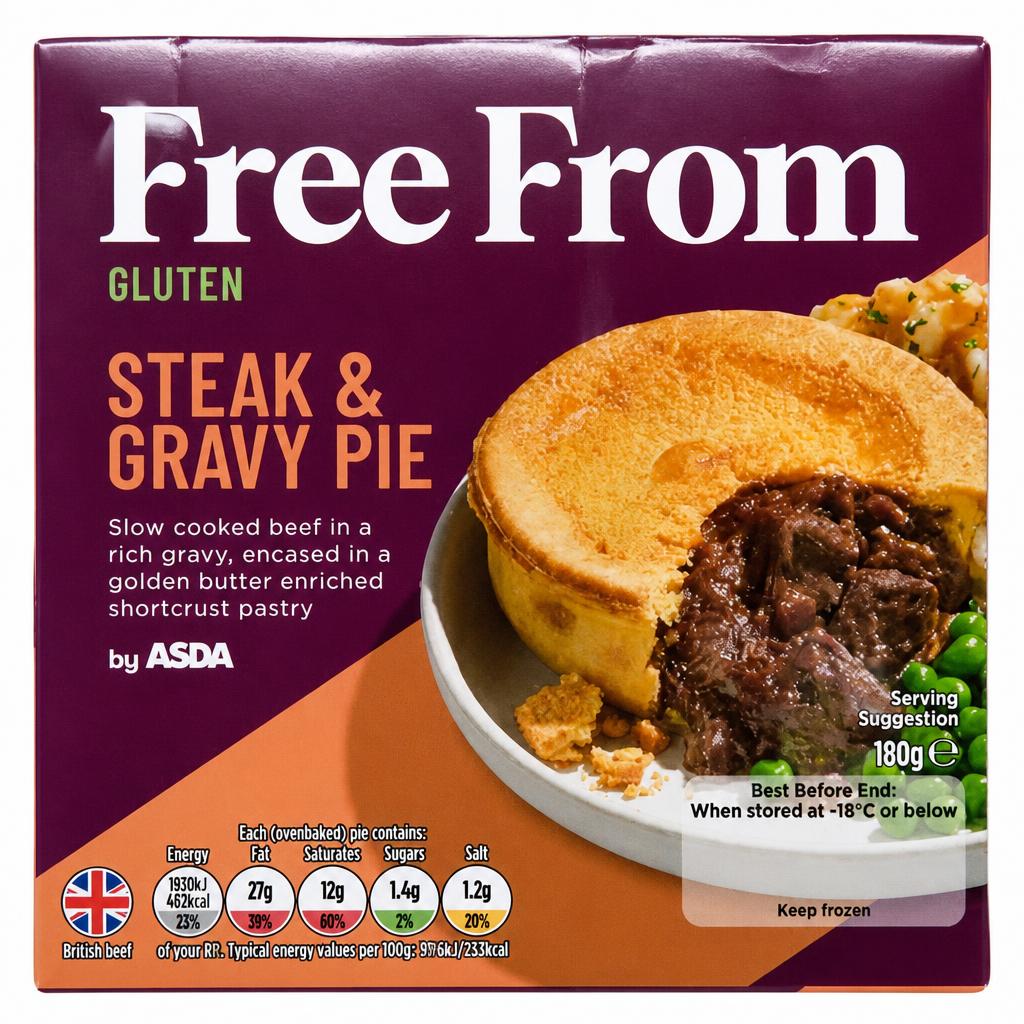 ASDA Free From Free From by  Steak & Gravy Pie 180g