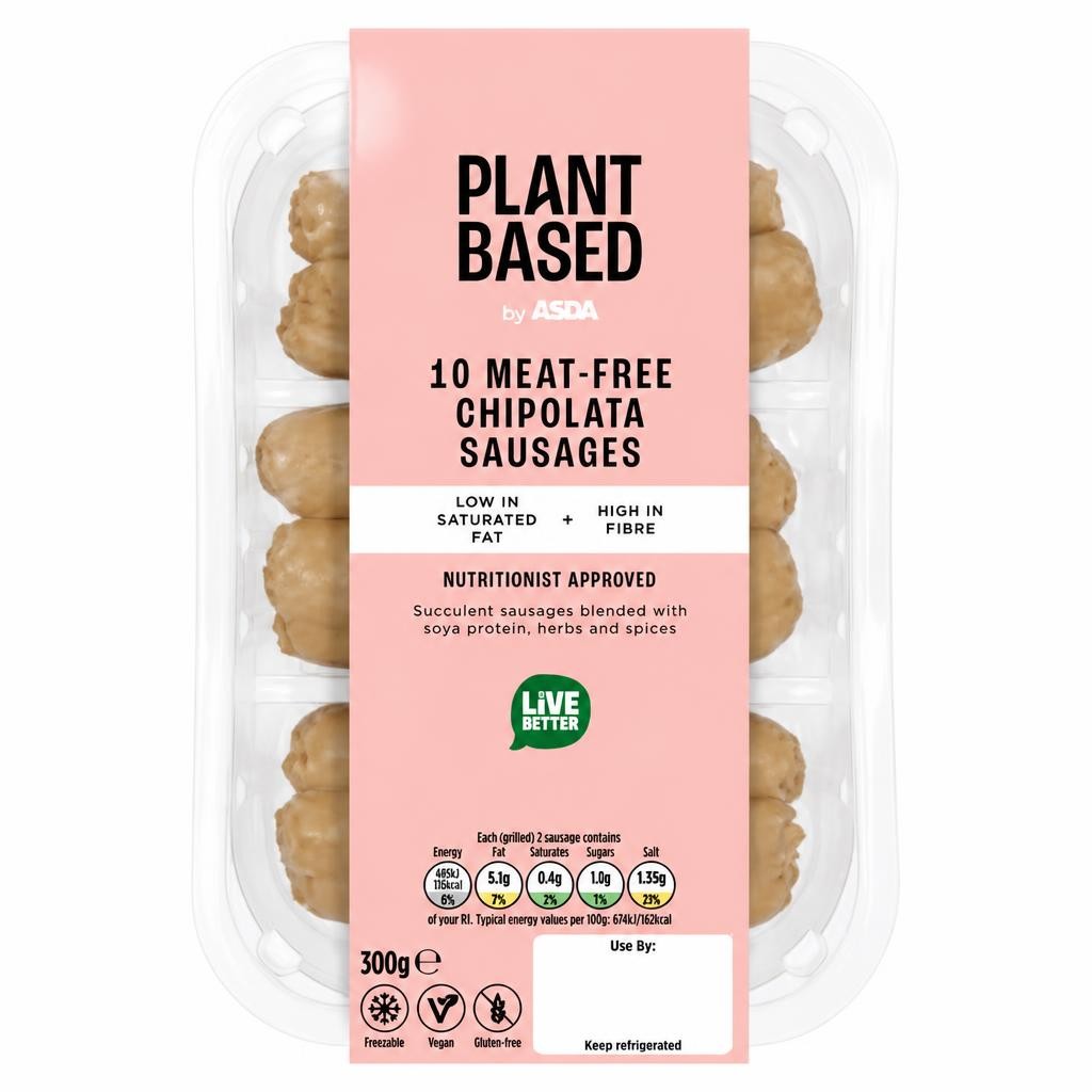 Plant Based by ASDA Plant Based by  10 Meat-Free Chipolata Sausages 300g