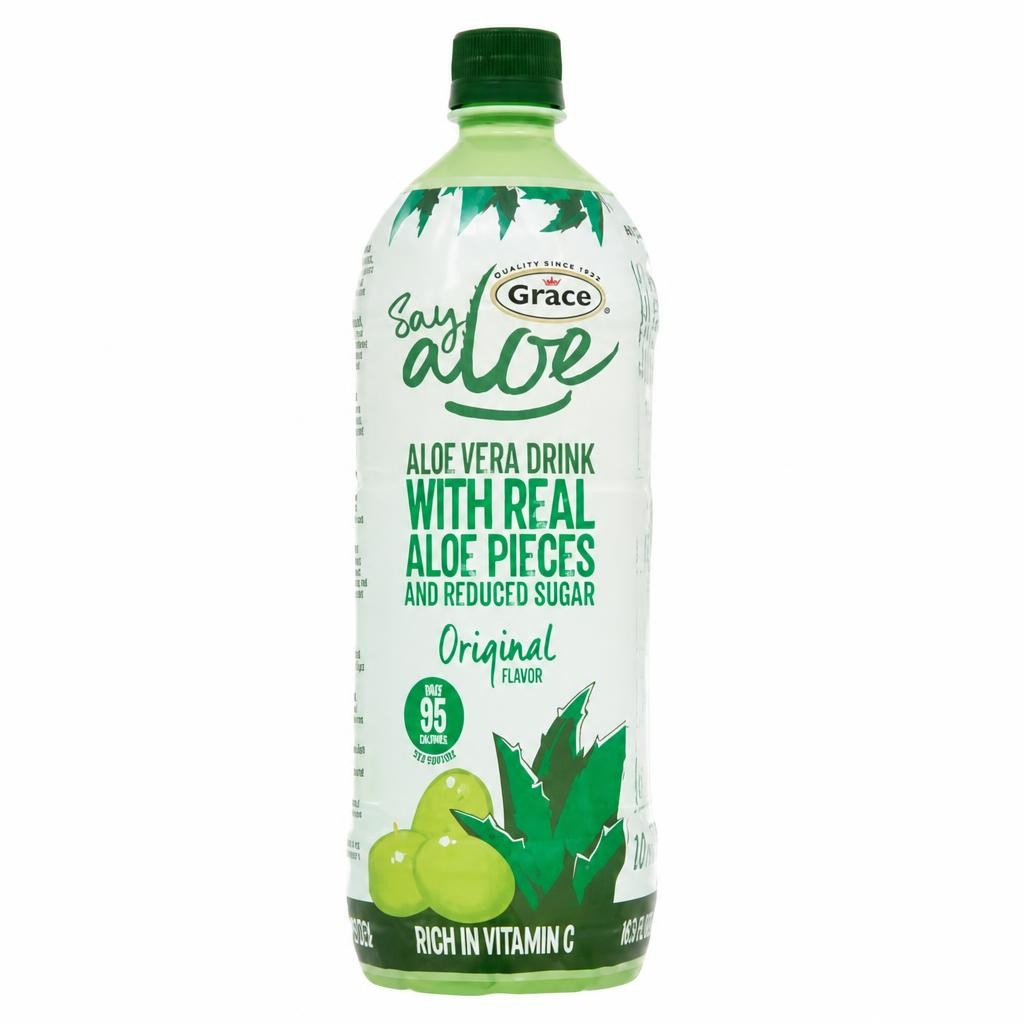 Grace Say Aloe Aloe Vera Drink with Real Aloe Pieces and Reduced Sugar Original Flavour