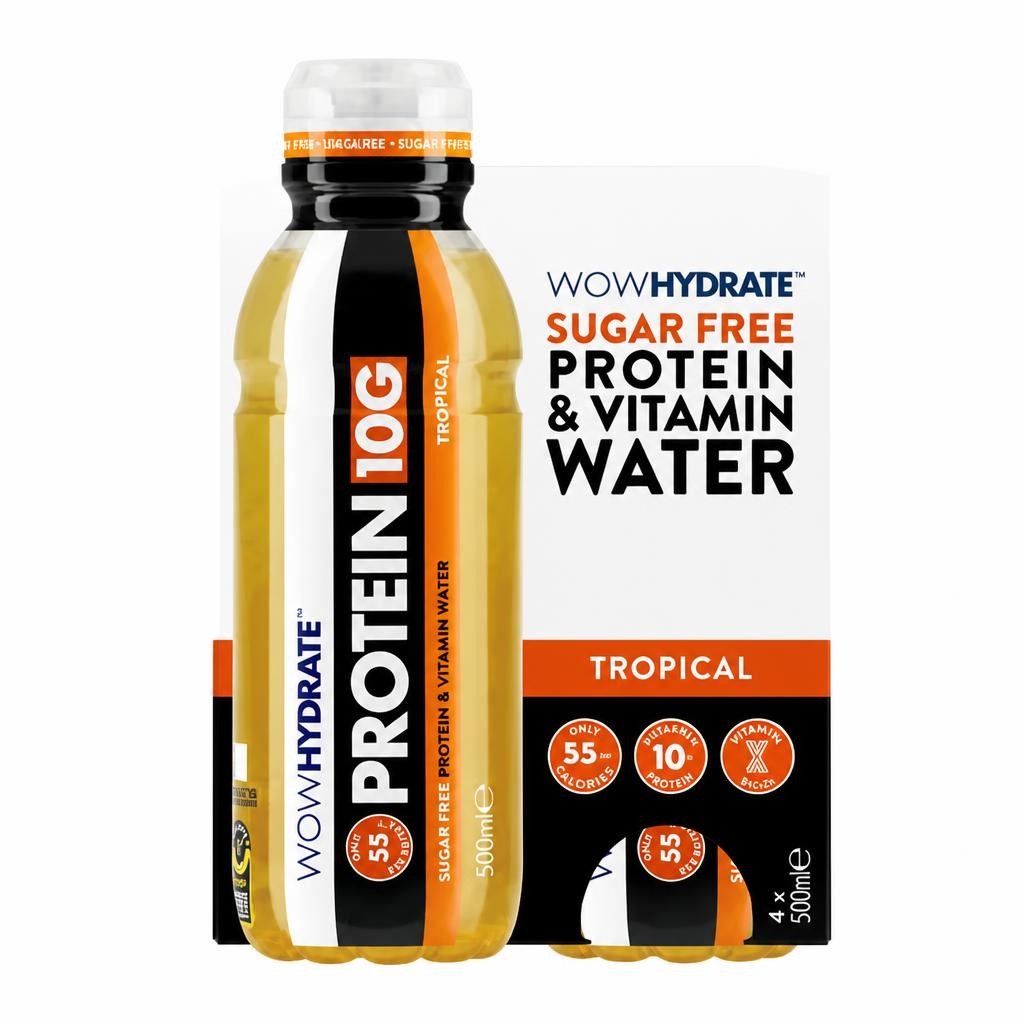 Wow Hydrate Protein & Vitamin Water Tropical 4 x 500ml