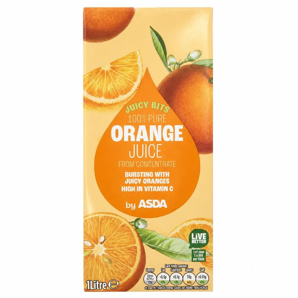 ASDA Orange Juice with bits from Concentrate 1 Litre