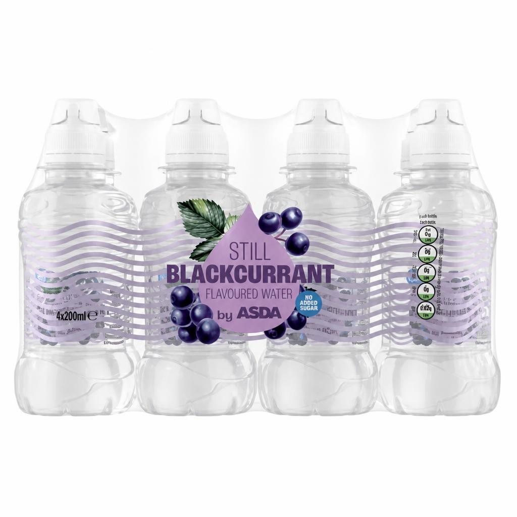 ASDA Blackcurrant Flavoured Still Water 8 x 200ml
