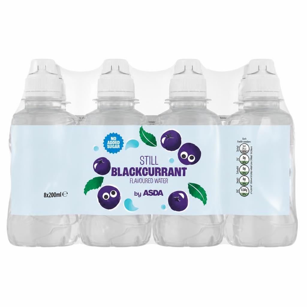 ASDA Still Blackcurrant Flavoured Water 8 x 200ml