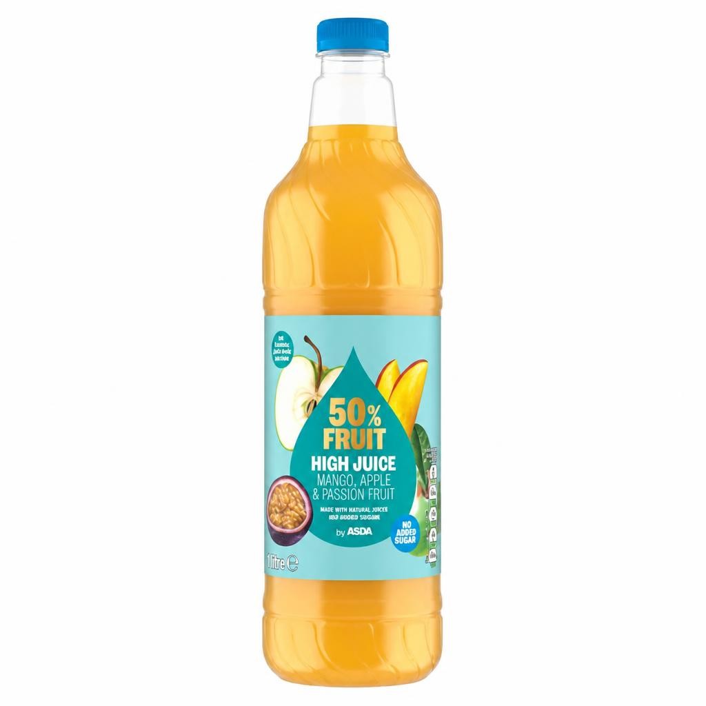 ASDA 50% Fruit No Added Sugar High Juice Mango, Apple & Passion Fruit 1Litre