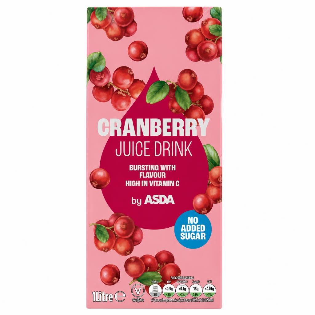 ASDA Cranberry Juice Drink No Added Sugar 1 Litre