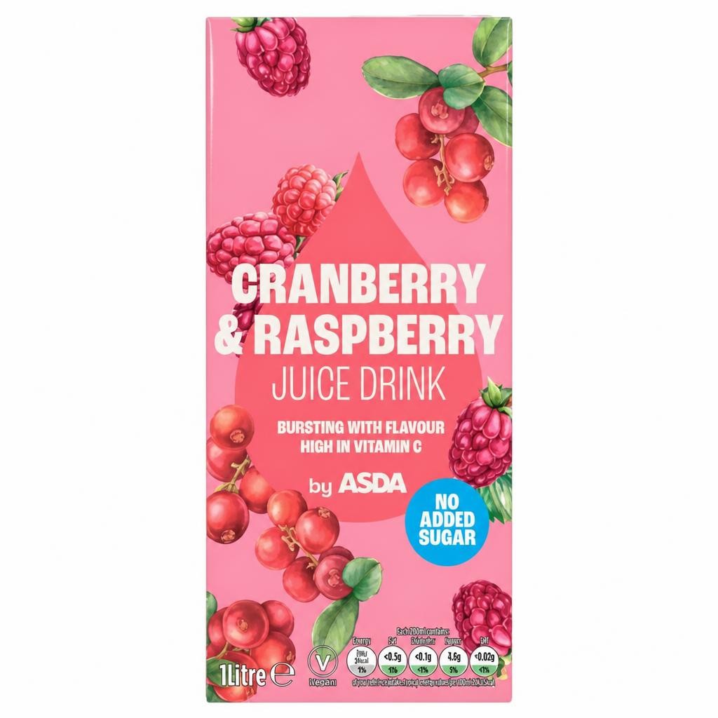 ASDA Cranberry & Raspberry Juice Drink 1 Litre