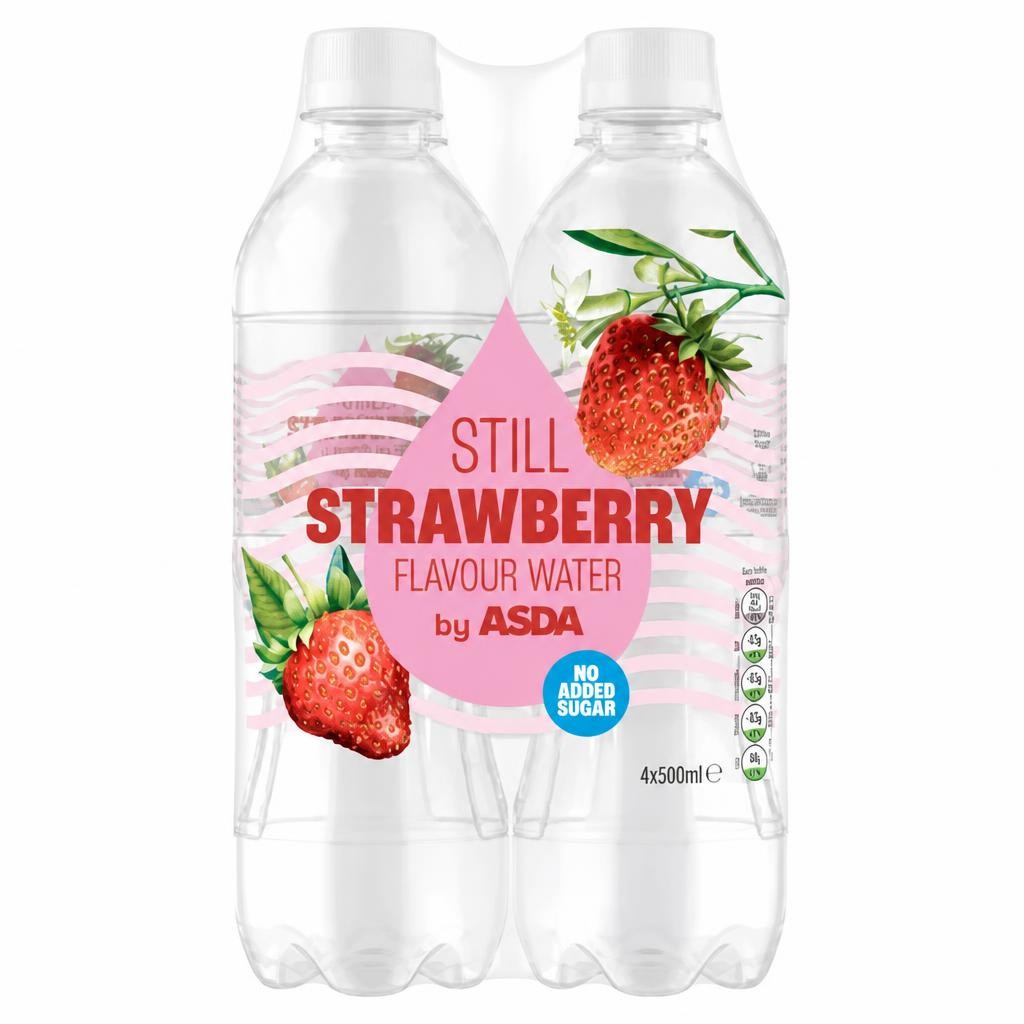 ASDA Still Strawberry Flavour Water 4 x 500ml