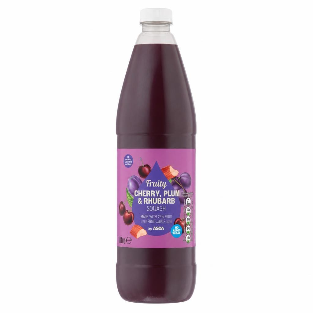 ASDA Fruity Cherry, Plum & Rhubarb Squash 1 Litre