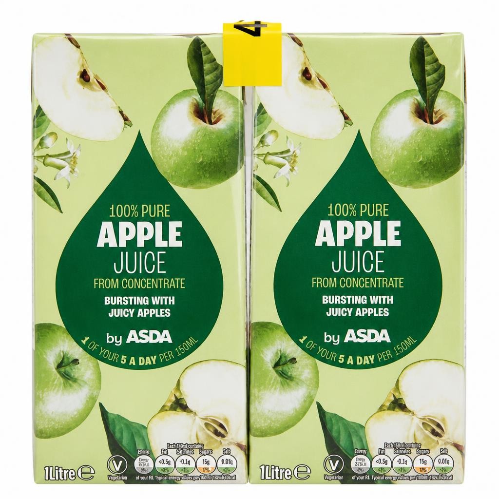 ASDA ASDA Apple Juice from Concentrate 4 x 1 Litre