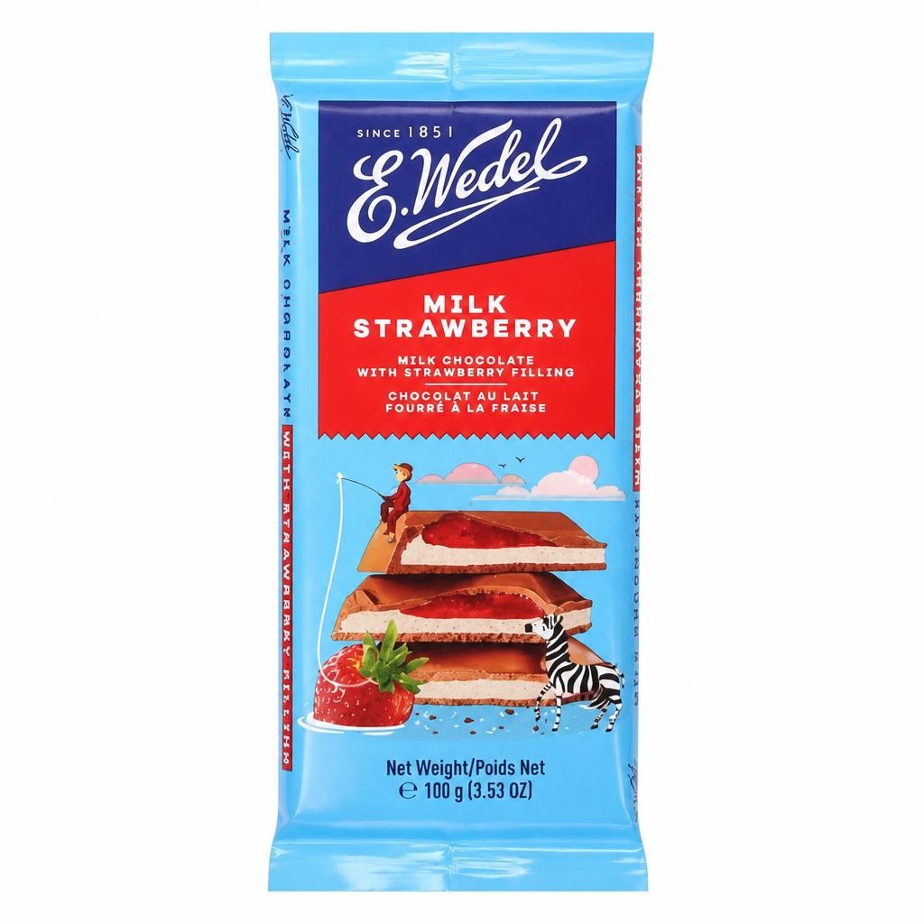 E. Wedel Milk Chocolate with Strawberry Filling 100g