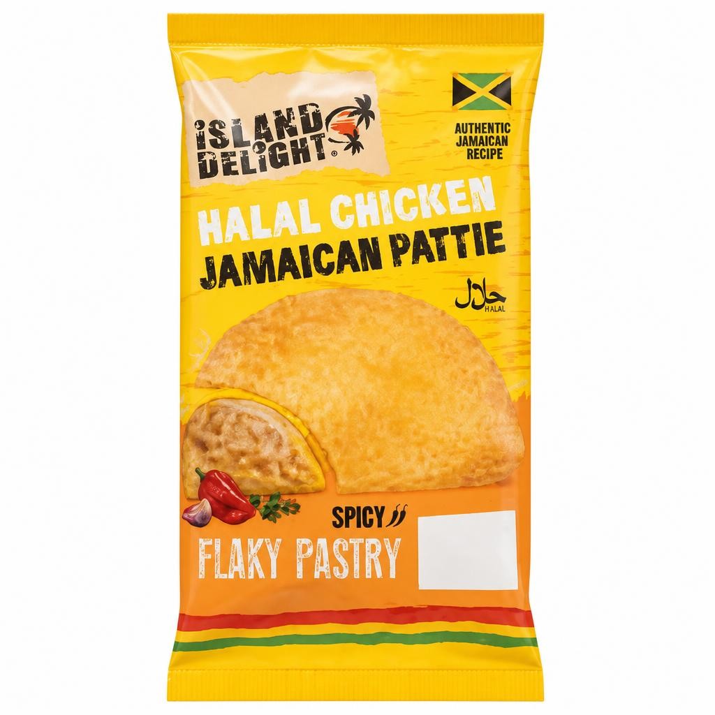 Island Delight Halal Chicken Jamaican Pattie Flaky Pastry 140g