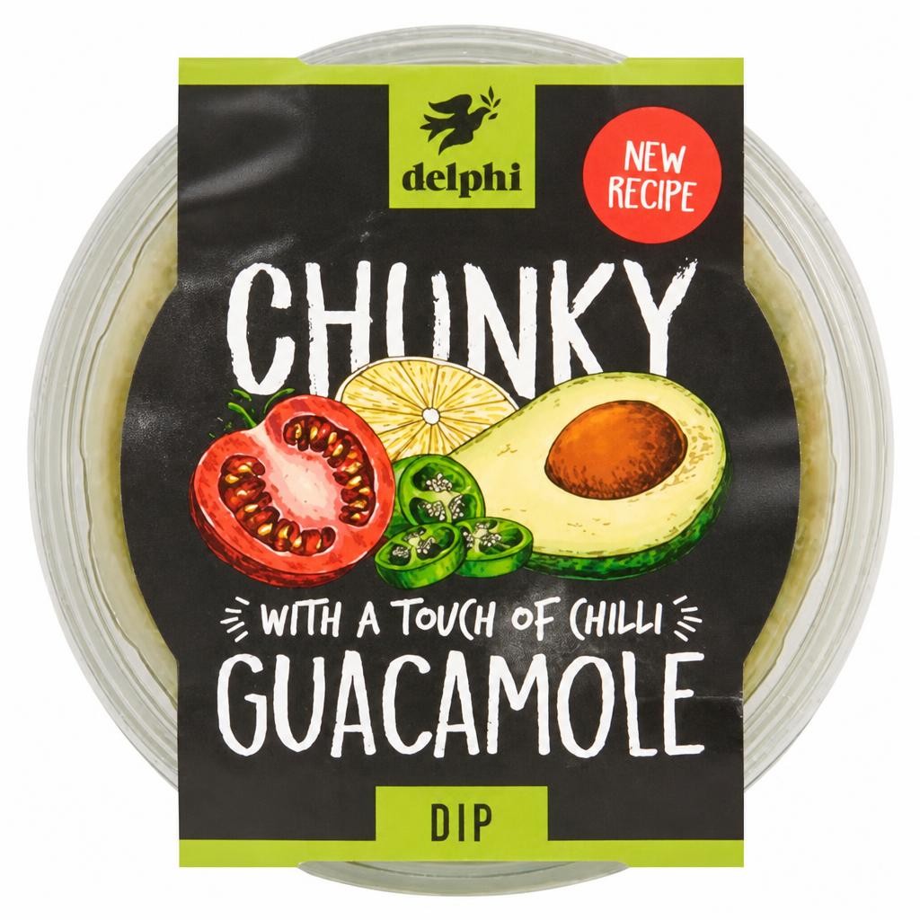 Delphi Chunky Guacamole Dip with a Touch of Chilli 150g