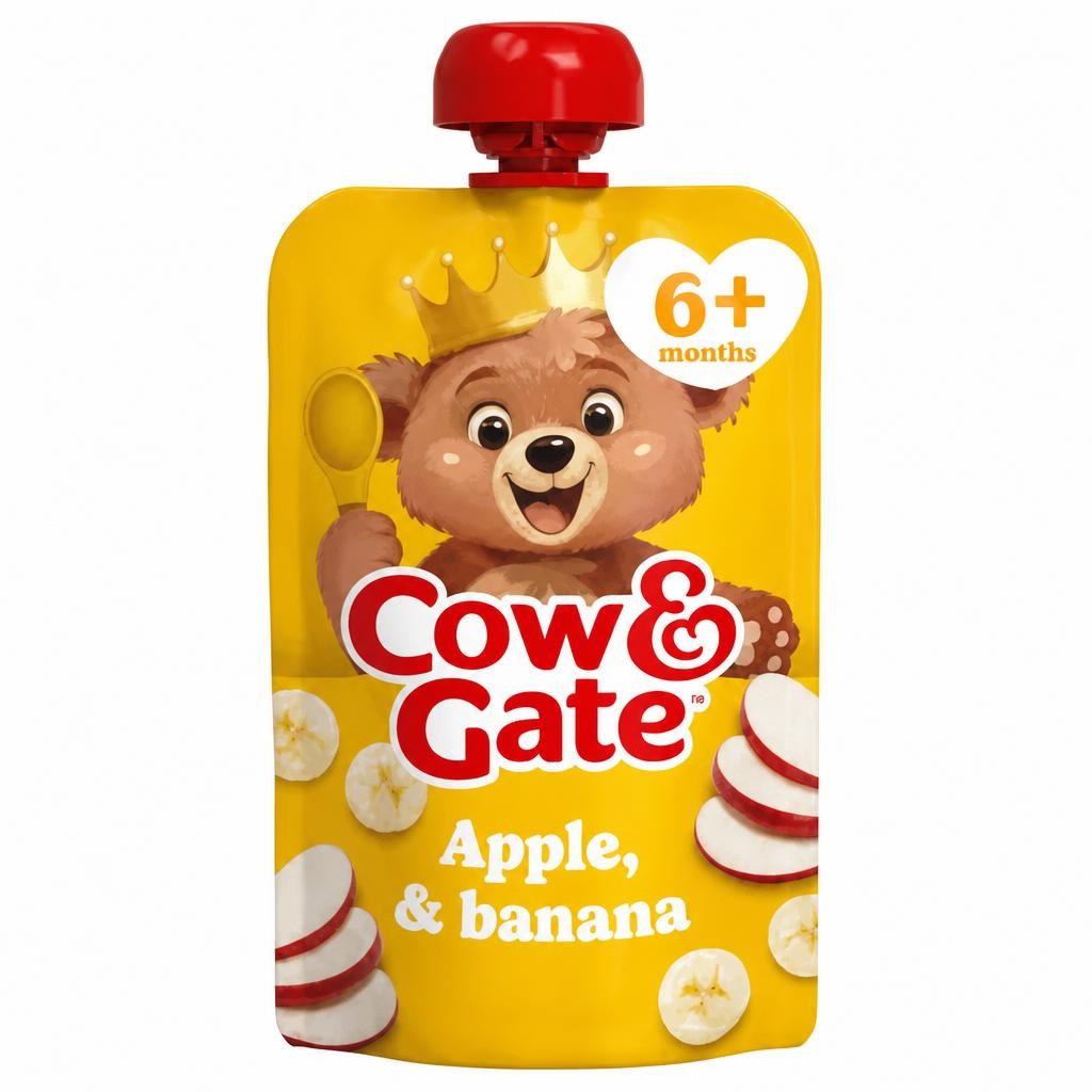 Cow & Gate Fruit Pouch Apple & Banana Baby Food Snack, 6+ Months, 100g