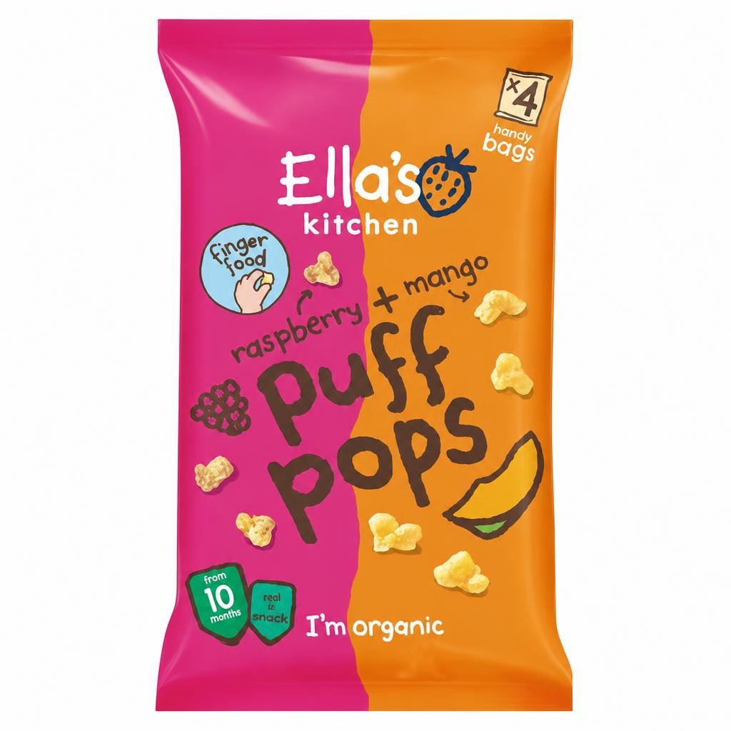 Ella's Kitchen Raspberry + Mango Puff Pops From 10 Months 4 x 9g (36g)