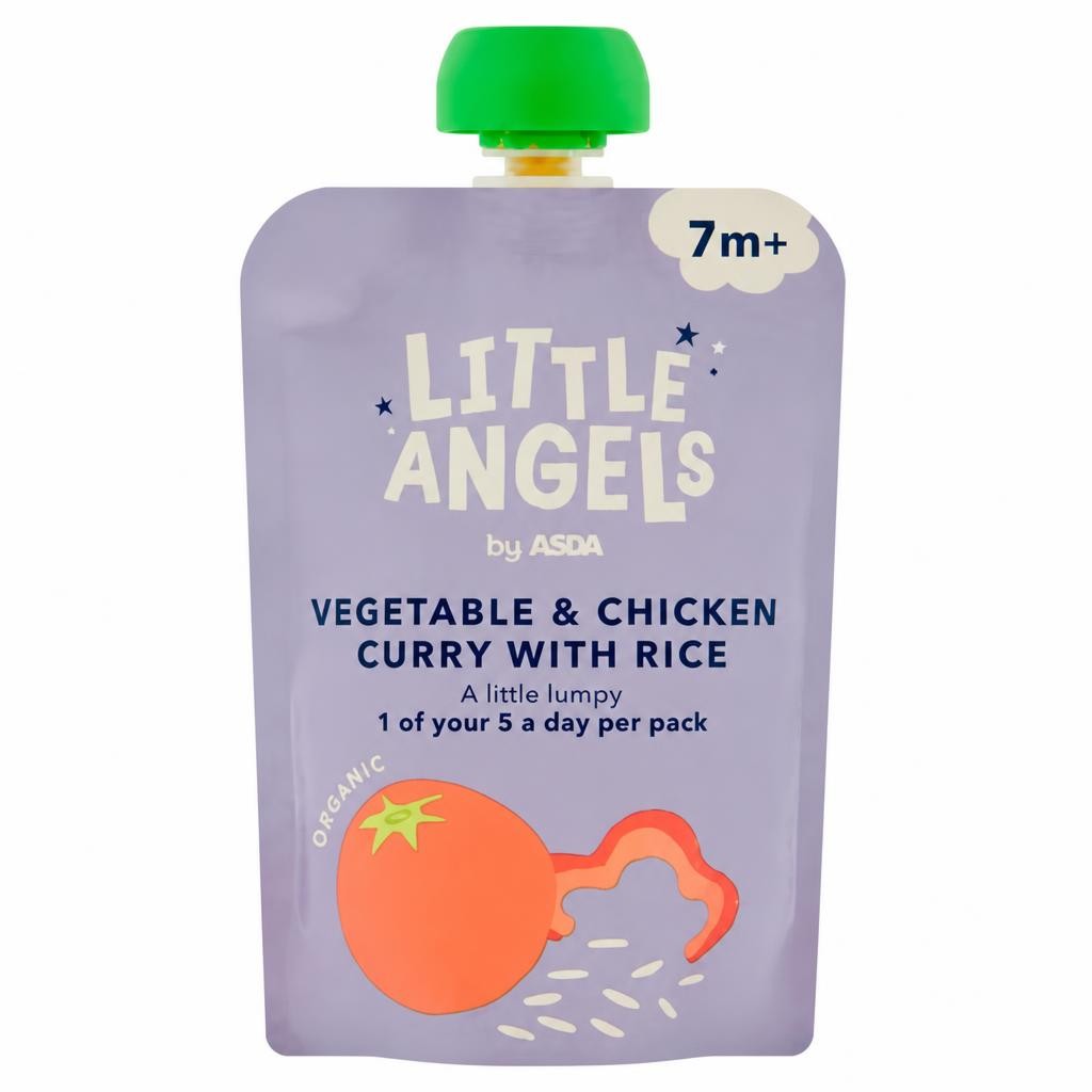 LITTLE ANGELS by ASDA Organic Vegetable & Chicken Curry with Rice 7+ Months 130g