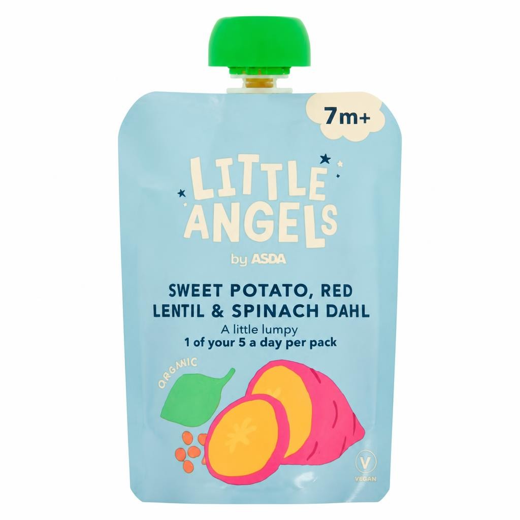 LITTLE ANGELS by ASDA by  Organic Sweet Potato, Red Lentil & Spinach Dhal 7m+ 130g