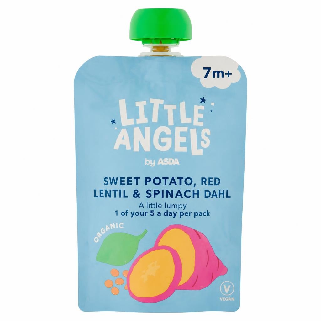 LITTLE ANGELS by ASDA by  Organic Sweet Potato, Red Lentil & Spinach Dhal 7m+ 130g