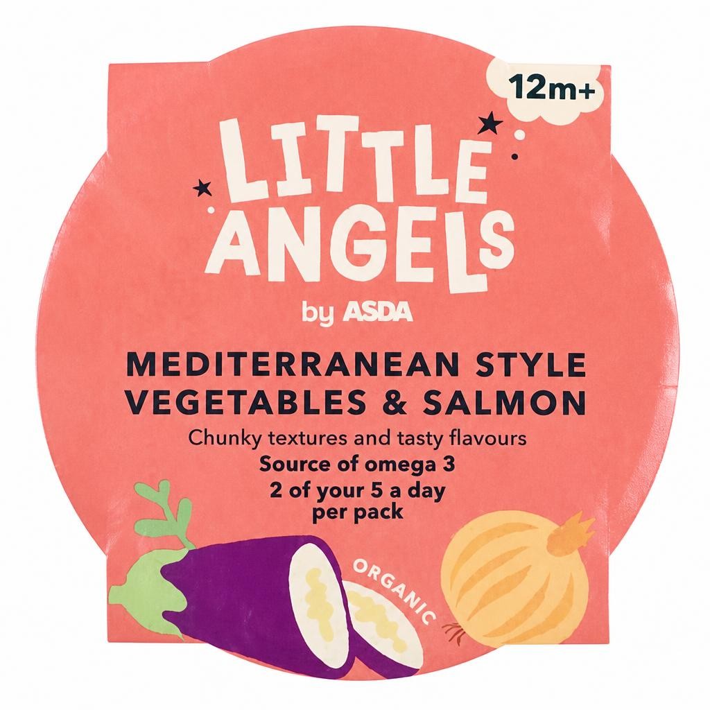 LITTLE ANGELS by ASDA Organic Mediterranean Style Vegetables & Salmon 12m+ 200g