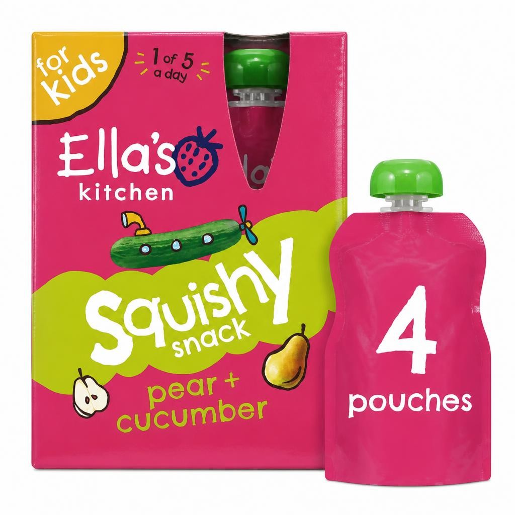 Ella's Kitchen Pear + Cucumber Squishy Snack 4 x 100g (400g)