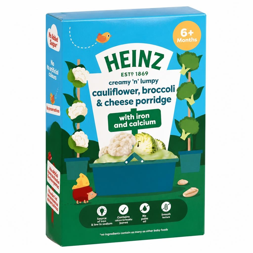 Heinz Baby Food Cauliflower, Broccoli & Cheese Porridge 6+ Months 125g