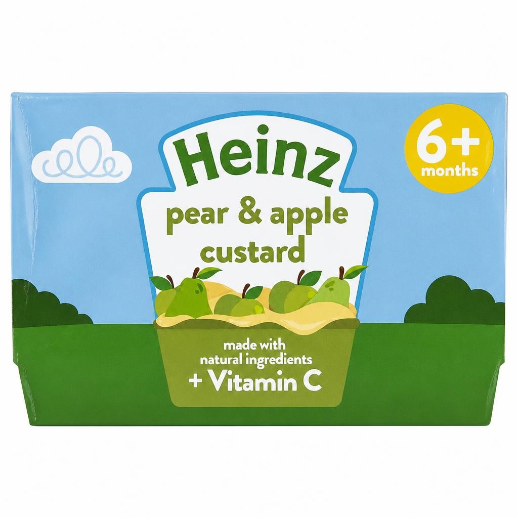 Heinz Pear & Apple Custard Pots 6+ Months 4 x 100g Baby Food
