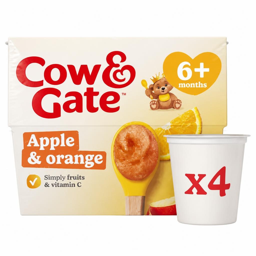 Cow & Gate Apple Orange & Acerola Baby Food Fruit Pot , 6+ Months, 4x100g