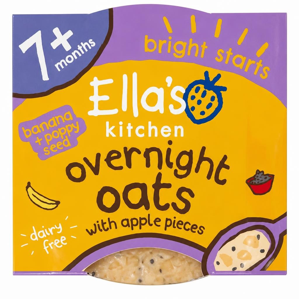 Ella's Kitchen Banana + Poppy Seed Overnight Oats with Apple Pieces 7+ months 130g