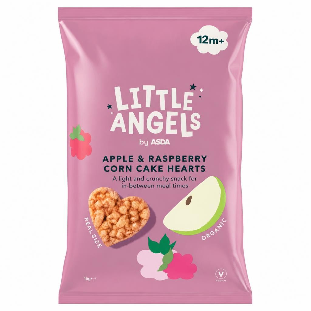 ASDA Little Angels Little Angels Apple & Raspberry Corn Cake Hearts 12m+ 30g