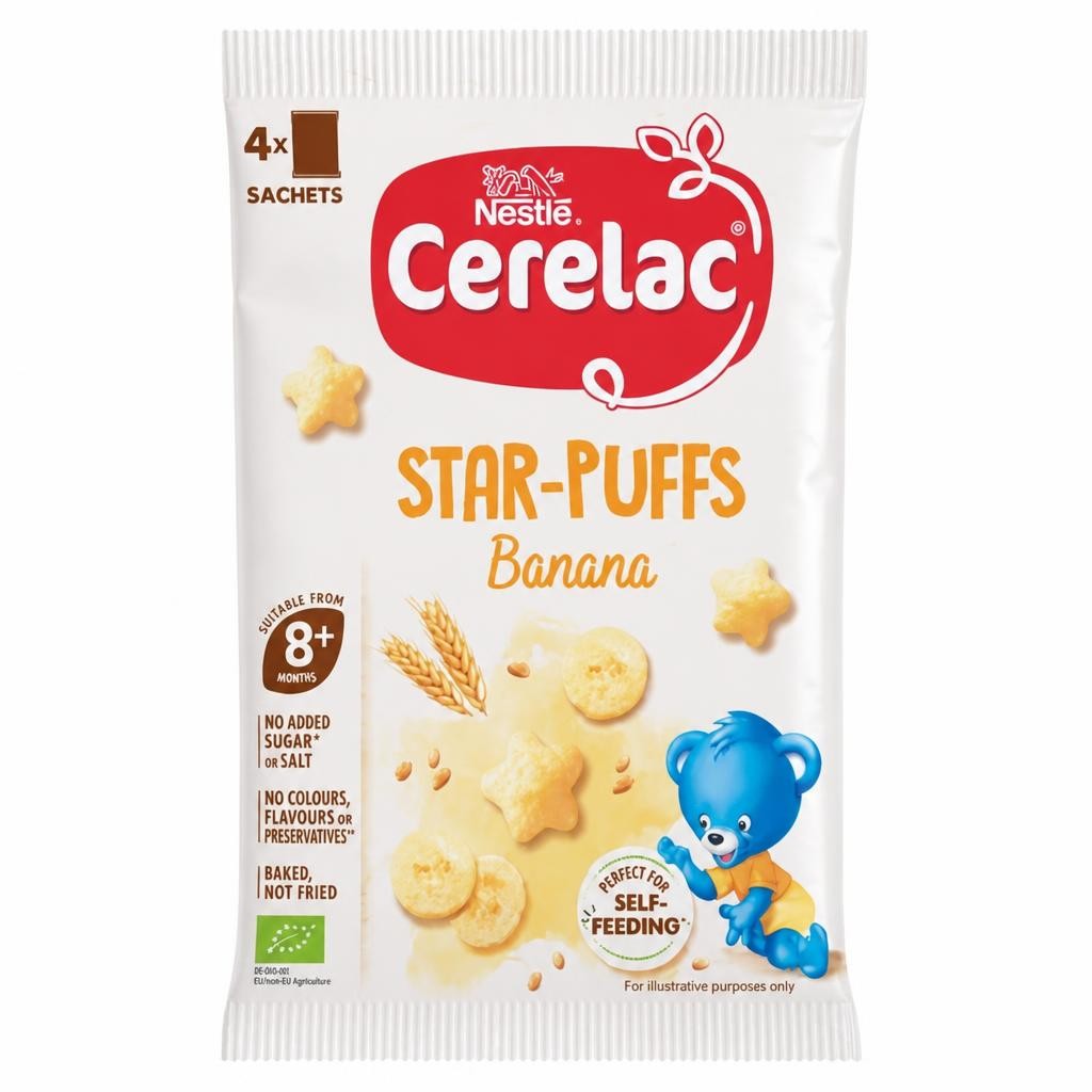 Cerelac Banana Star-Puffs Baby Finger Food 8+ Months 4 x 7g (28g)
