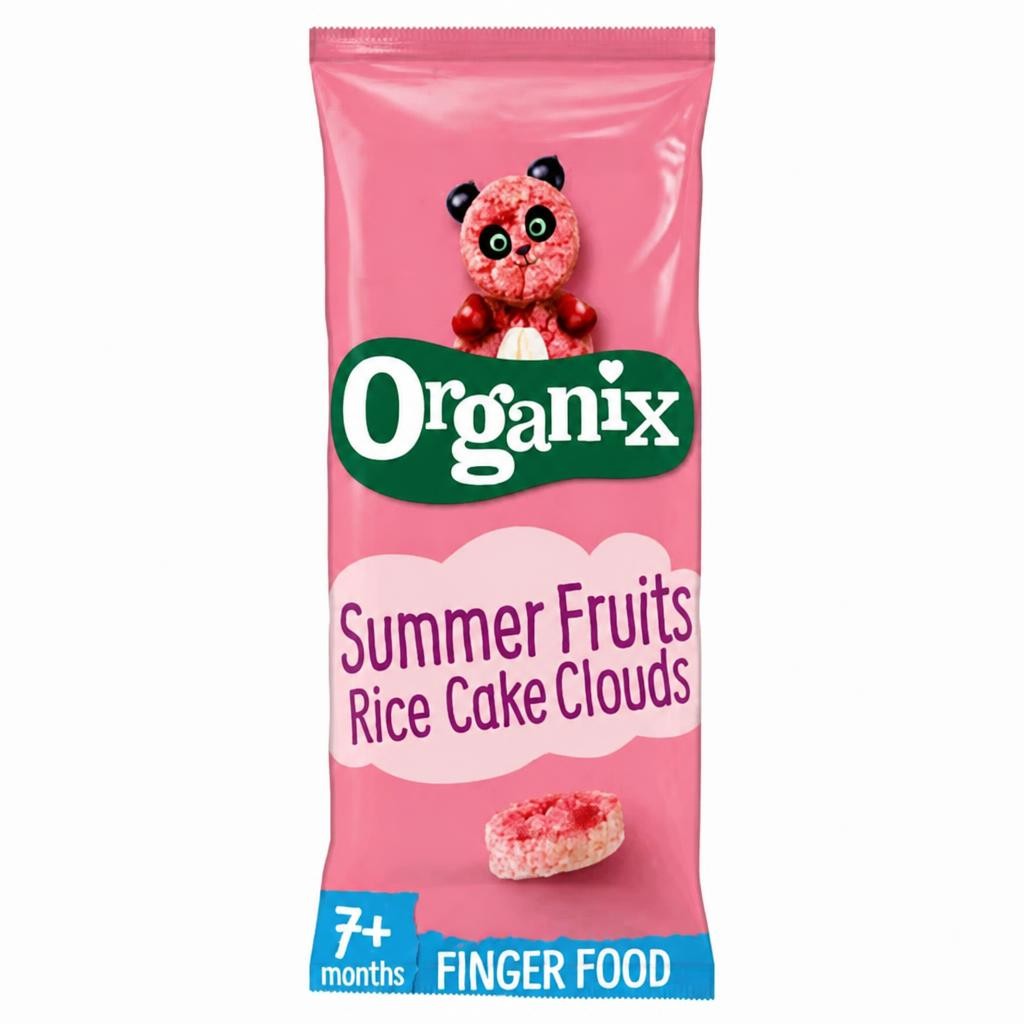 Organix Summer Fruits Rice Cake Clouds Organic Baby Snacks Multipack 4x18g 7 months+