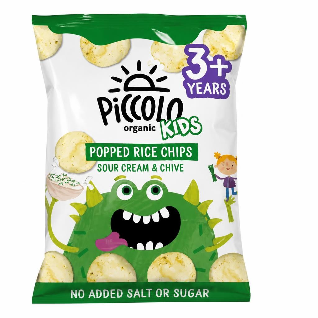 Piccolo Organic Kids Sour Cream & Chive Popped Rice Chips 3+ Years 4 x 20g (80g)