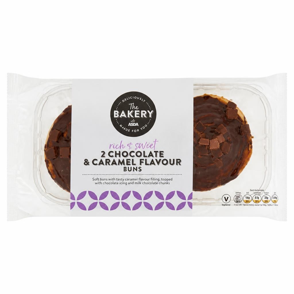 The BAKERY at ASDA The Bakery at  2 Chocolate & Caramel Flavour Buns