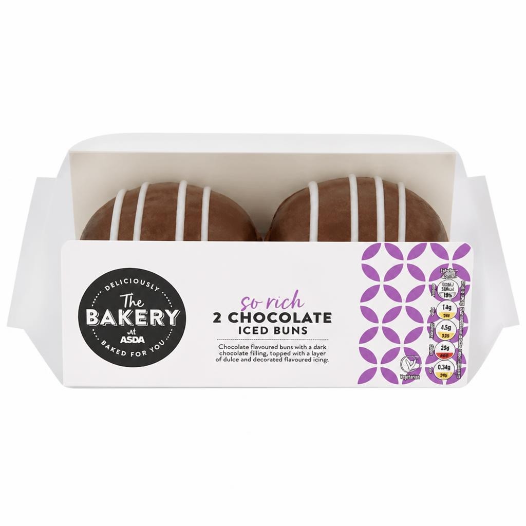 The BAKERY at ASDA The Bakery at  2 Chocolate Iced Buns