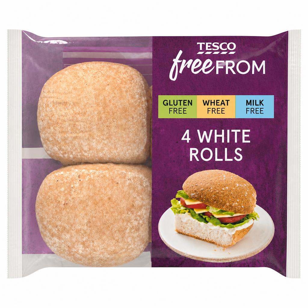 Tesco Free From White Rolls 4 Pk