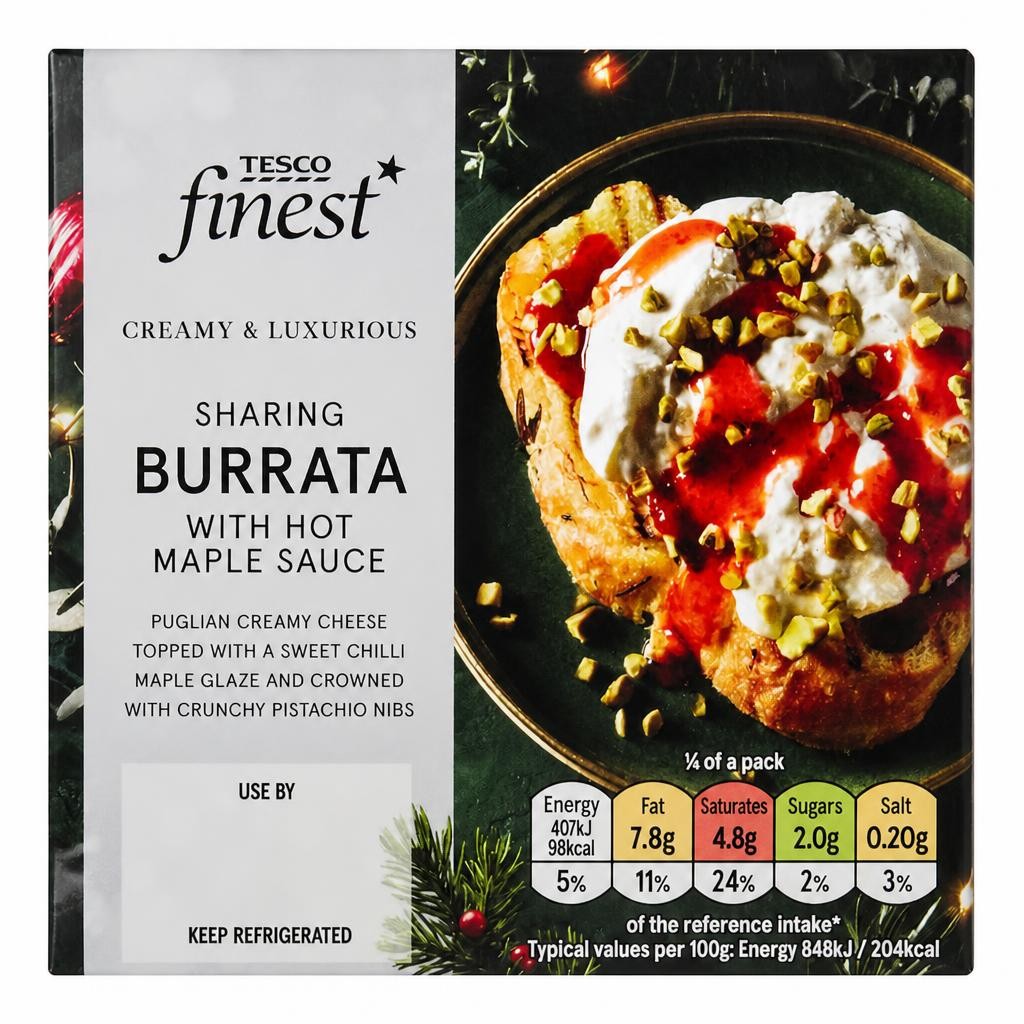 Tesco Finest Sharing Burrata with a Hot Maple Glaze and Pistachio Pieces 295g
